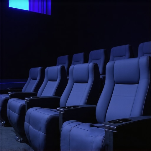 Futuristic modular home theater seating with smart features and upgrade options