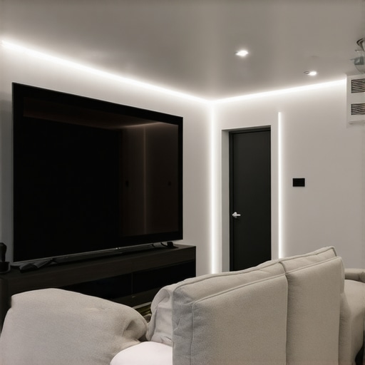 Modern home theater with modular loveseat recliners and advanced features