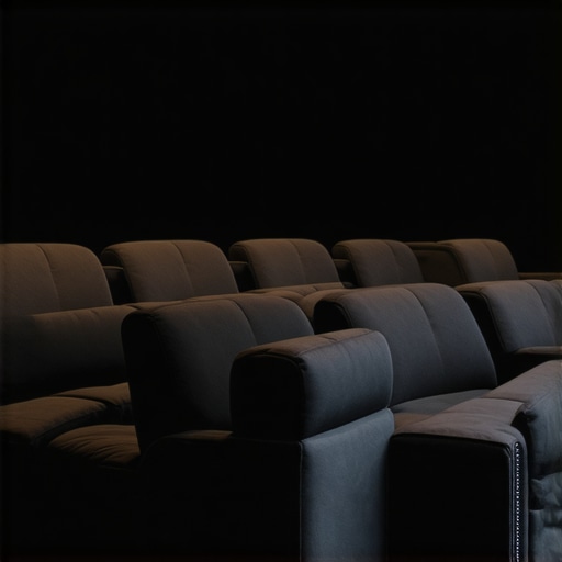 Contemporary small home theater with ergonomic loveseats and smart features