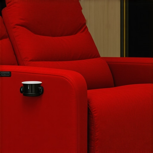 Luxury home theater recliner with cup holders and ambient lighting