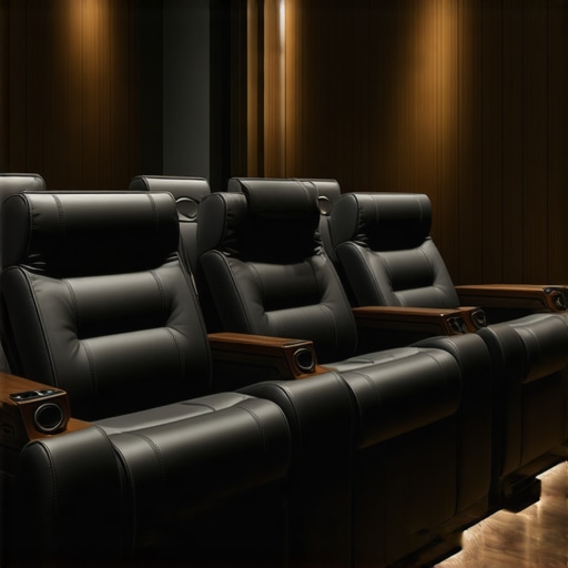 Luxury home theater seat with embedded smart technology and cup holder