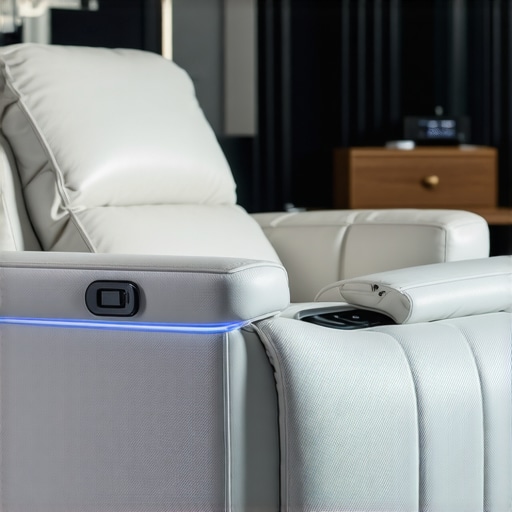 Modern home theater recliners with smart technology and ambient lighting