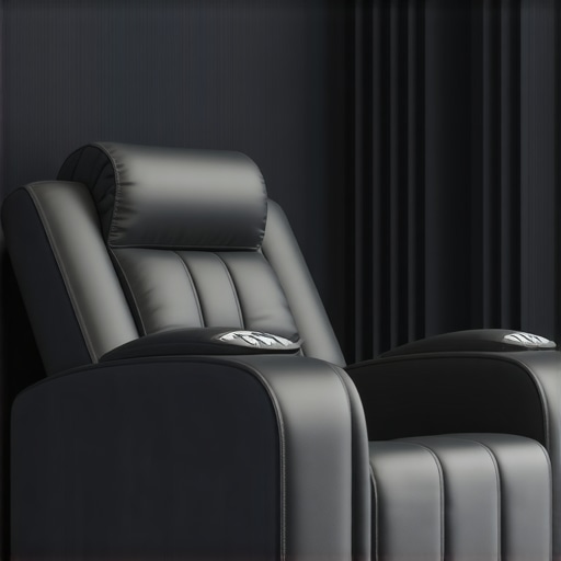 A high-tech home theater recliner with built-in speakers, adjustable lights, and ergonomic cushions for ultimate comfort