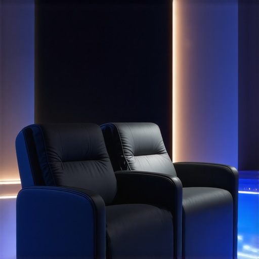 Modern home theater chairs with smart features, LED accents, and sustainable materials