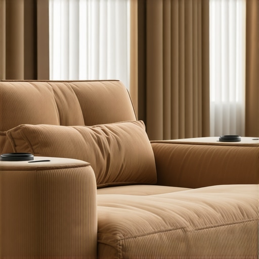 Contemporary loveseat with recliner, cup holders, and smart technology in stylish home setting