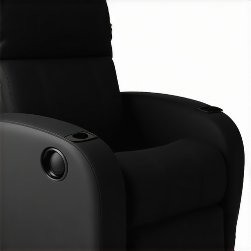 A modern home theater recliner showcasing integrated biometric sensors and ambient lighting features