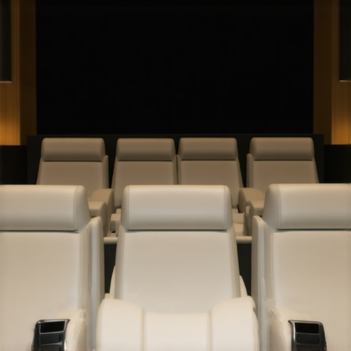 Luxury home theater recliner with acoustic panels and smart controls