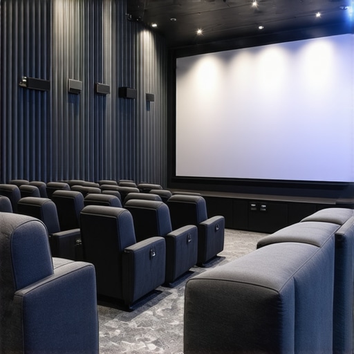 Luxurious home theater with advanced ergonomic seats and smart features