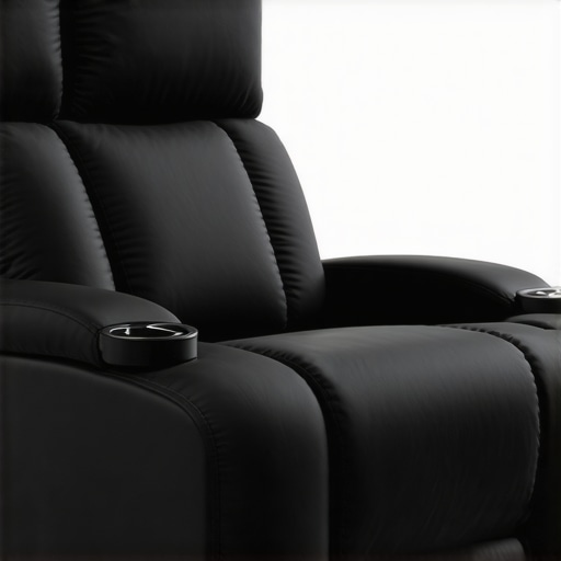 Luxury recliner with cup holder in a home theater setting