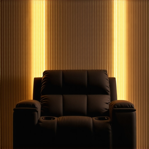 Futuristic home theater recliner with integrated smart features and ambient lighting