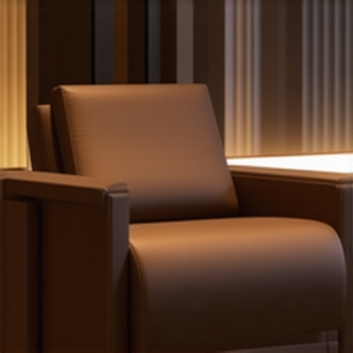 Futuristic ergonomic theater recliner with smart technology and ambient lighting