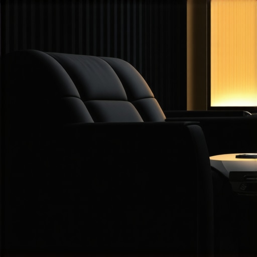 Futuristic home theater recliner with digital controls and ambient lighting