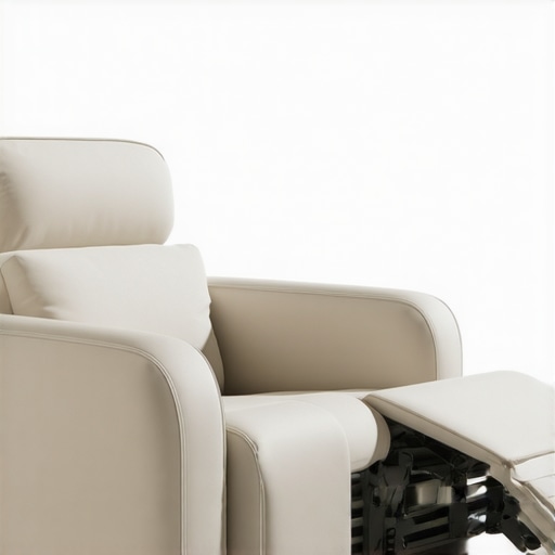 A futuristic loveseat featuring built-in electronics, adjustable settings, and ambient lighting for modern home theaters