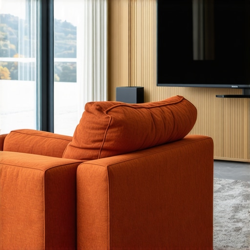 Futuristic home theater recliner with smart support systems and eco-friendly upholstery.