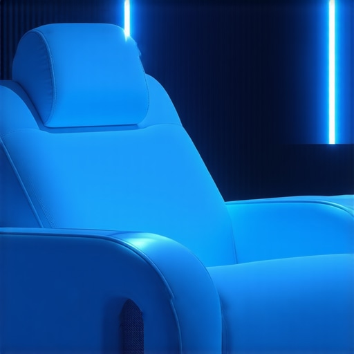 High-tech home theater recliner with integrated AI controls and ambient lighting