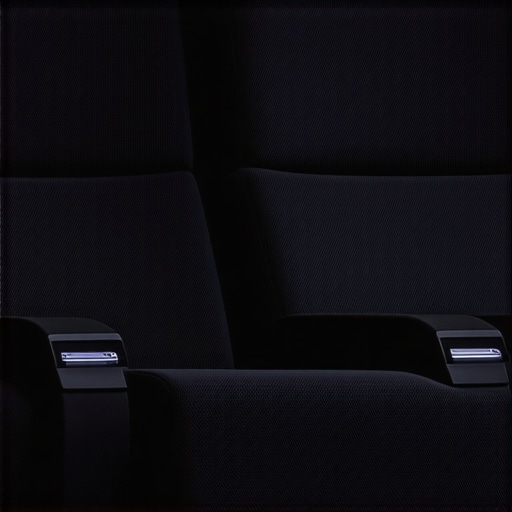 A sleek, modern home theater seat equipped with smart ergonomic support technology
