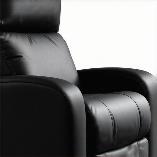 A sleek, ergonomic home theater recliner equipped with smart technology and ambient lighting.