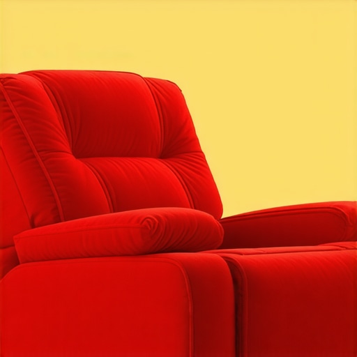 A futuristic reclining theater chair with adjustable supports and integrated lighting