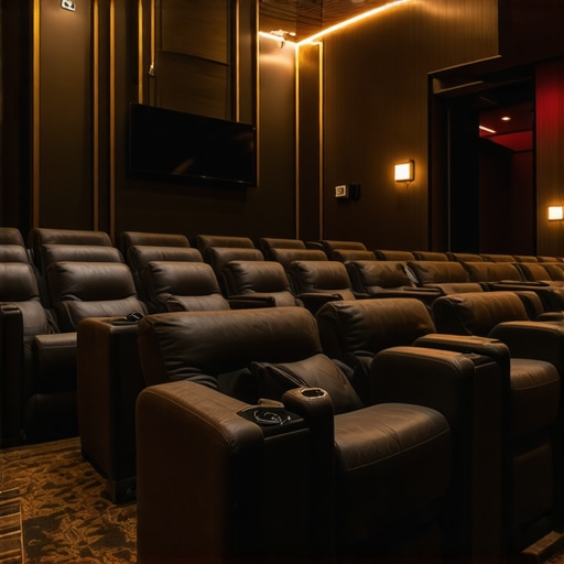 Luxurious modern home theater seats with integrated features and advanced ergonomic design.