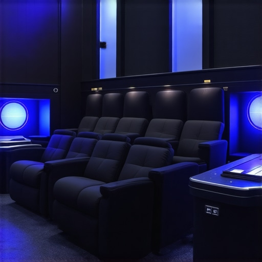 Modern small home theater showcasing adaptive seating and immersive lighting