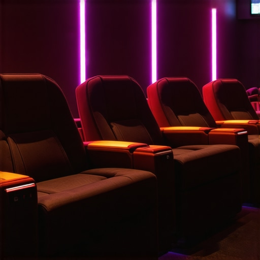 Futuristic home theater chair with biometric and lighting features.