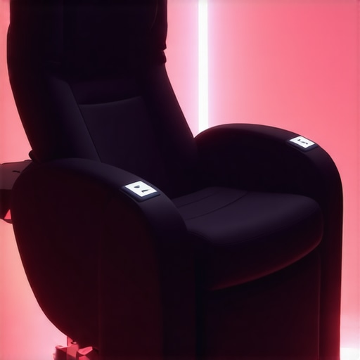 Futuristic home theater chair featuring integrated AR and biometric sensors for personalized experience