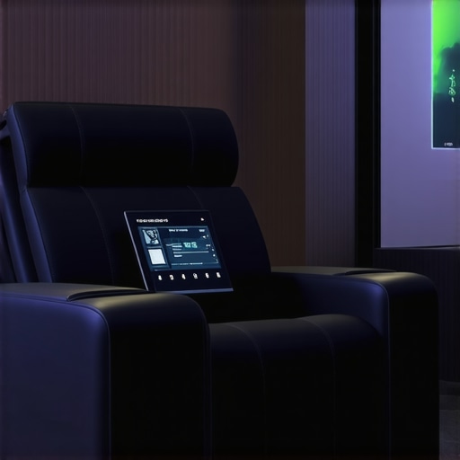 Luxurious home theater recliner featuring smart controls and ambient lighting system.