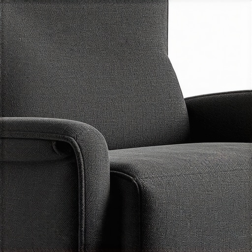 Close-up of eco-friendly, high-density upholstery fabric on ergonomic home theater recliner.