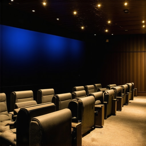 Modern home theater with ergonomic seats and microclimate zones