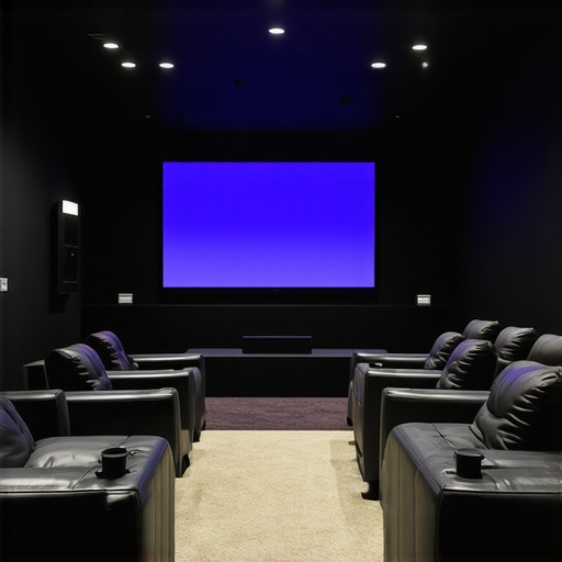 Contemporary media room with advanced acoustically optimized recliner seats