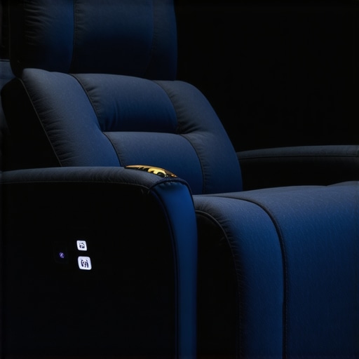 Luxury home theater recliner with integrated smart features and modern aesthetics.