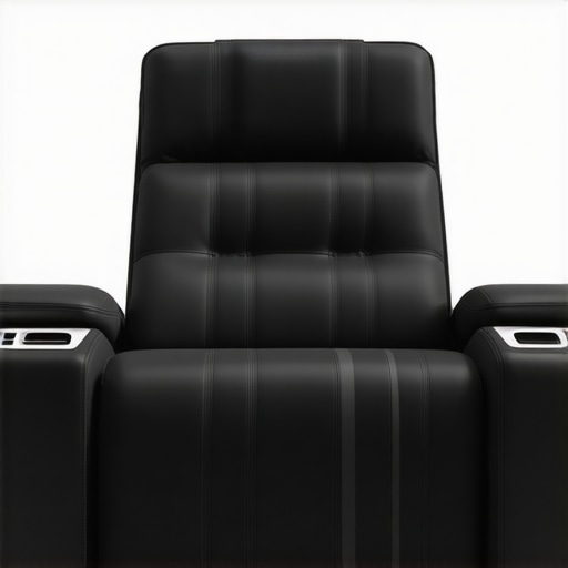 Modern home theater recliner featuring embedded biometric sensors and advanced materials