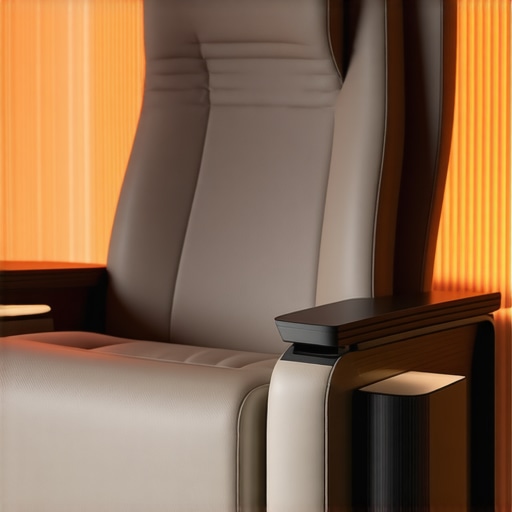 Close-up of a modern ergonomic theater seat showcasing adaptive support features.