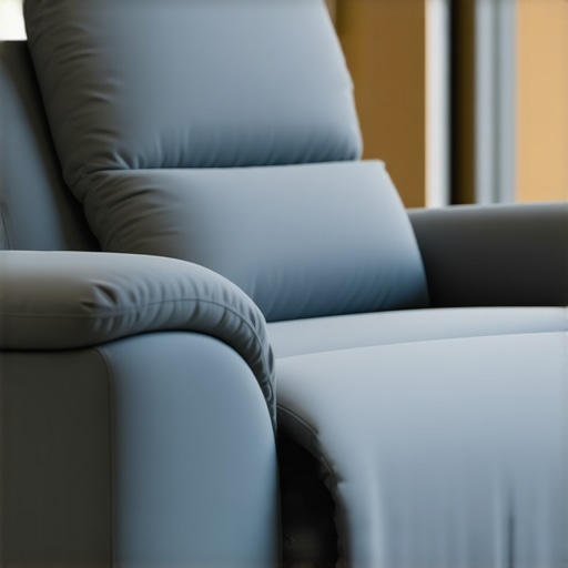 Recliner with swappable electronic modules and durable fabric design.