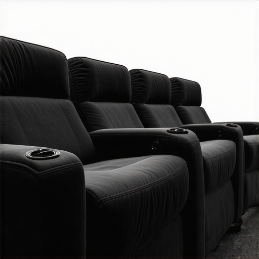 Futuristic home theater chairs with integrated smart features and ergonomic design.
