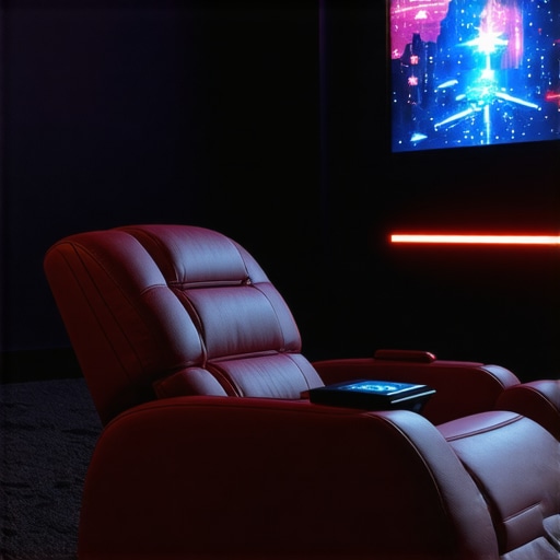 A modern home theater recliner equipped with sensors and control panels for personalized comfort
