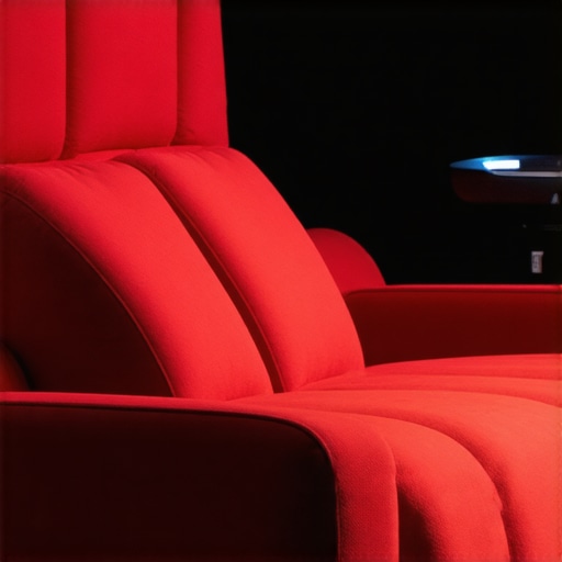 A futuristic home theater recliner showcasing embedded control panels and comfort settings.