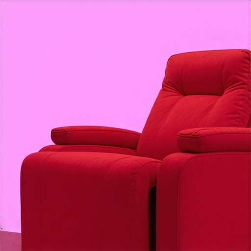 A sleek home theater recliner equipped with smart features like ambient lighting and USB ports, set in a modern entertainment room.