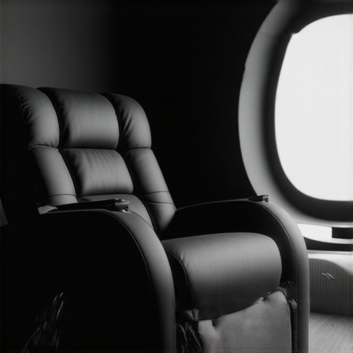 Modern home theater chair equipped with biometric sensors and AI technology for personalized comfort.