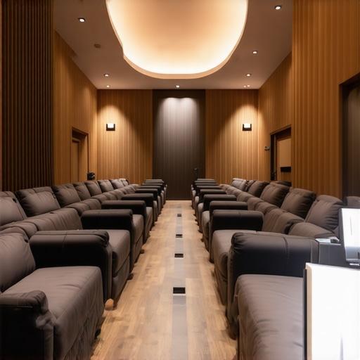 Image showing adaptable modular home theater seats arranged in an irregular room layout