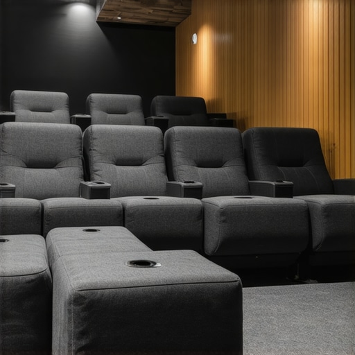 Modern modular home theater seats equipped with smart controls and customizable layout options