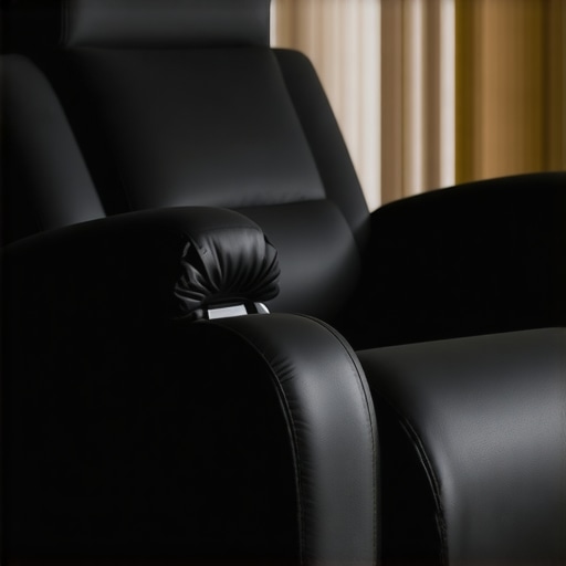 A sophisticated home theater recliner showcasing adjustable lumbar support, cooling features, and sleek design.