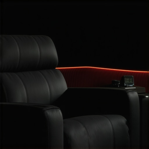 A luxurious home theater recliner equipped with smart features and ergonomic design in a stylish media room.