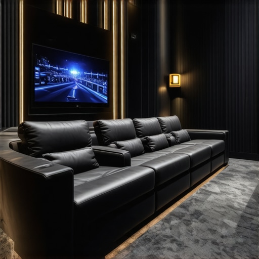Modern modular home theater seats with smart features in a luxury room