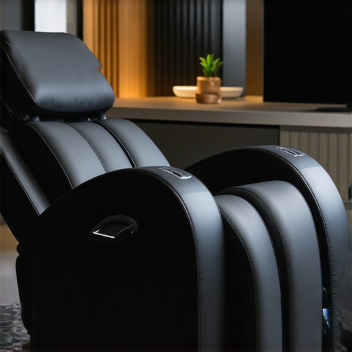 A high-tech recliner with embedded sensors and digital controls in a modern home setting