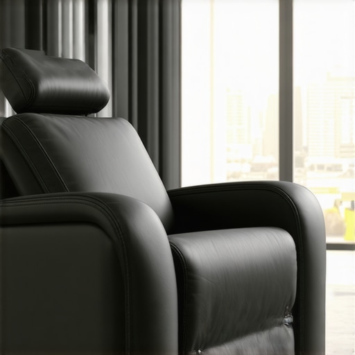 A modern ergonomic home theater recliner with adjustable features in a stylish entertainment room.